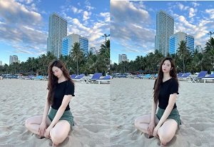 Diep Xoan กอดกับคนรักของเขาที่โรงแรม